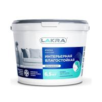 Краска акриловая интерьерная влагостойкая Лакра белоснежный 6,5 кг