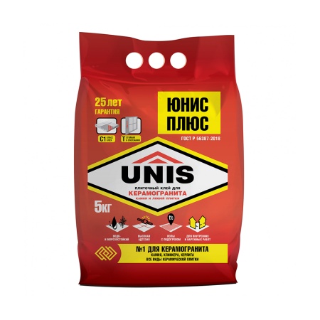 Клей плиточный Unis Плюс 5кг
